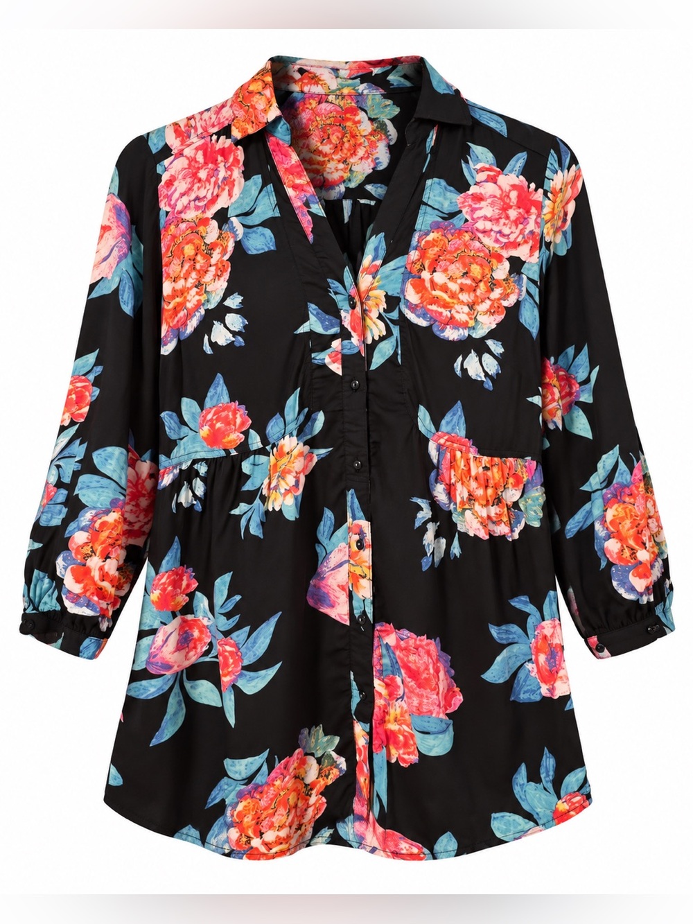 Anthropologie Maeve Woodland Walk Floral Button Front Blouse Black Size 4